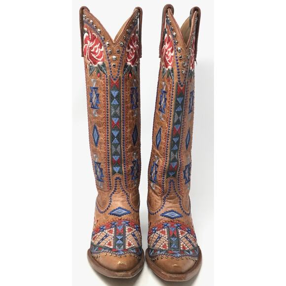 Allen’s Azulado Regina Sandstone Women's Size 7B Snip Toe Western Cowboy Boots - Picture 4 of 6